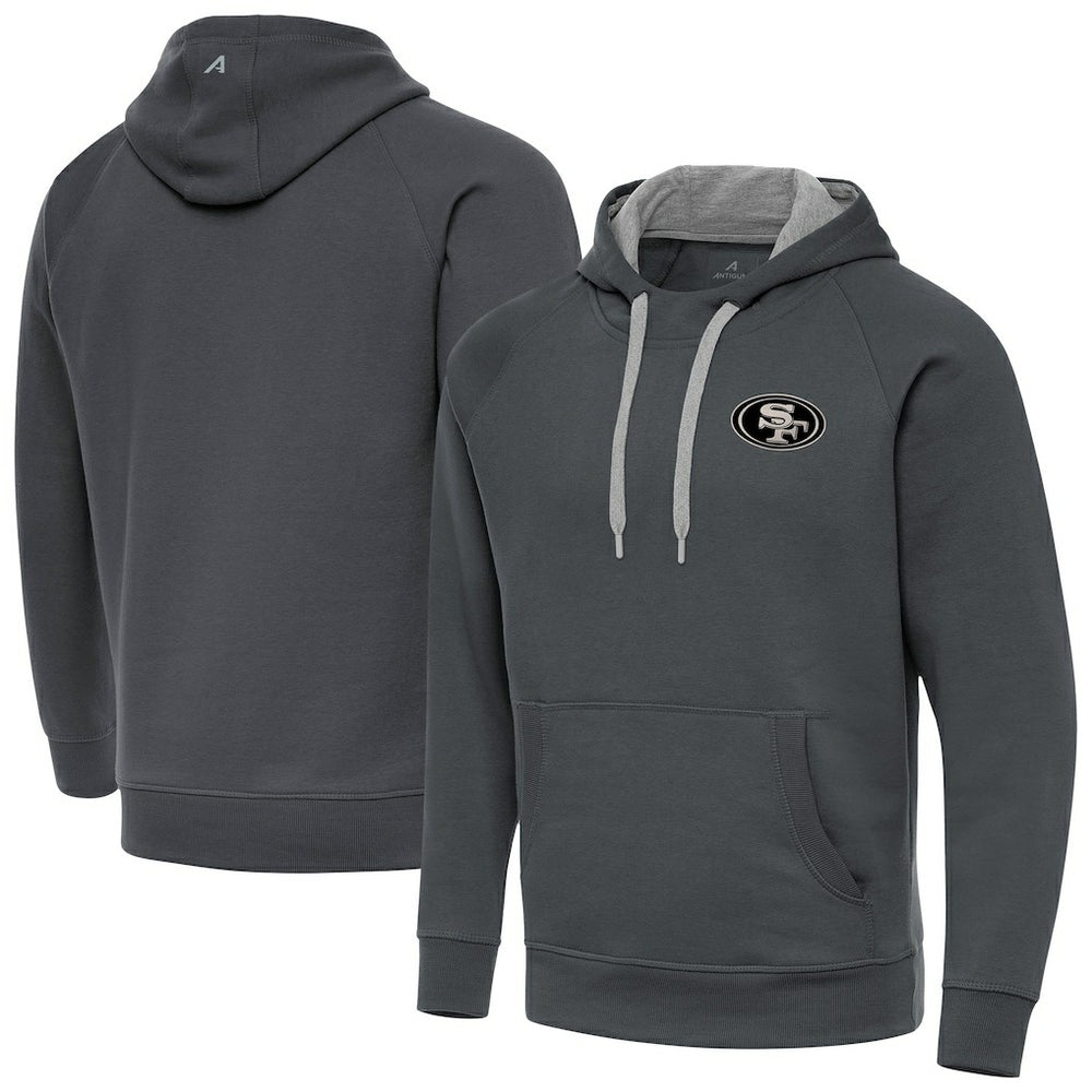 San Francisco 49ers Antigua Brushed Carbon Victory Pullover Hoodie Charcoal