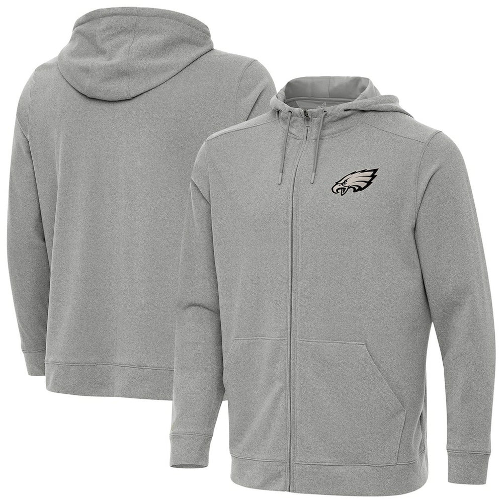 Philadelphia Eagles Antigua Effortless Full-Zip Hoodie Jacket Heather Gray