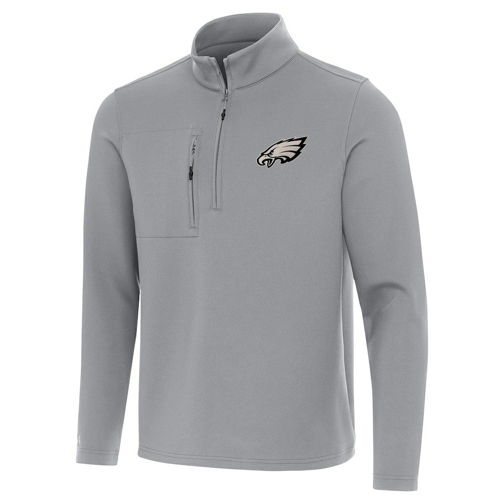 Philadelphia Eagles Antigua Insider Quarter-Zip Top Gray
