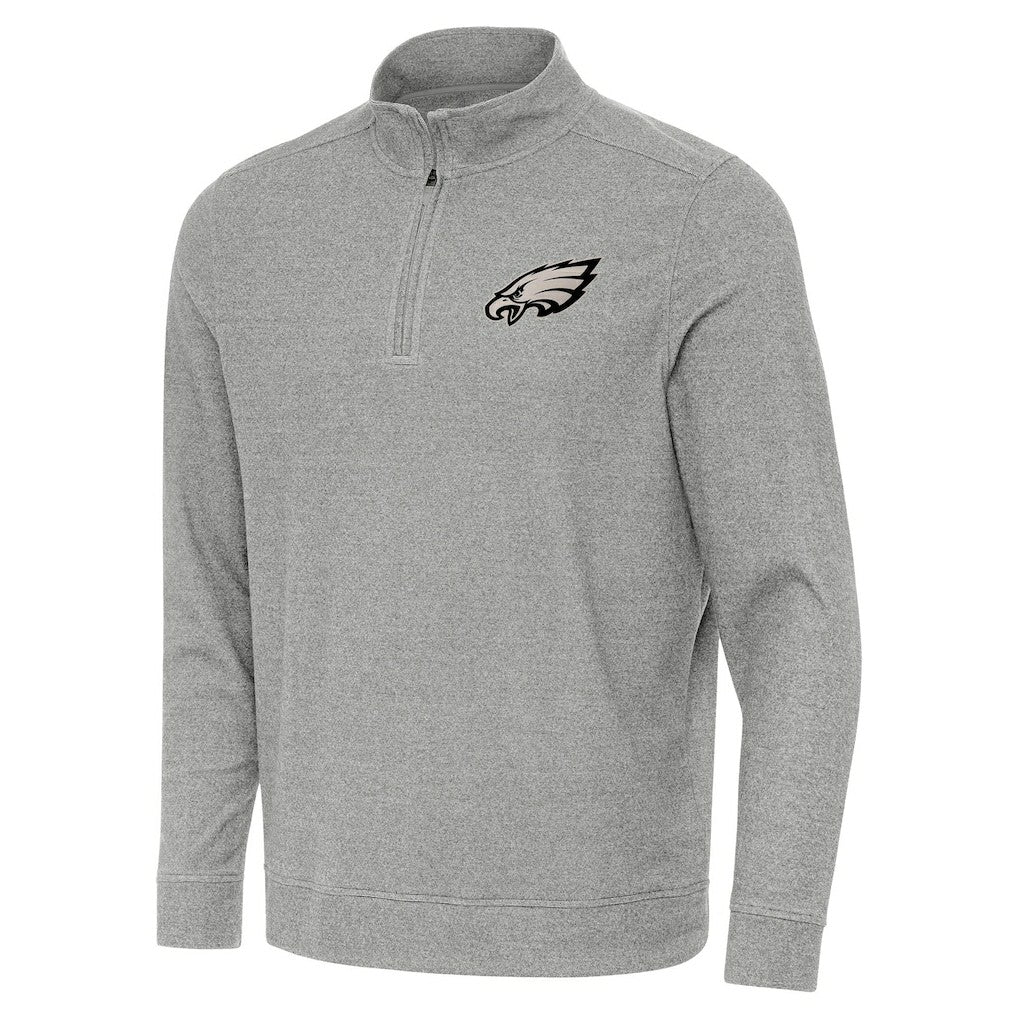 Philadelphia Eagles Antigua Subtle Quarter-Zip Sweatshirt Heather Gray