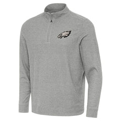Philadelphia Eagles Antigua Subtle Quarter-Zip Sweatshirt Heather Gray