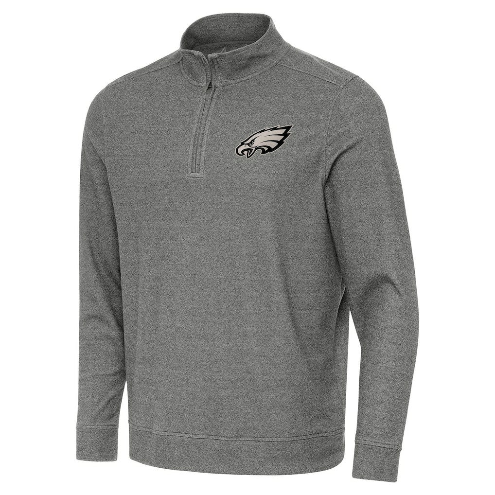 Philadelphia Eagles Antigua Subtle Quarter-Zip Sweatshirt Heather Black