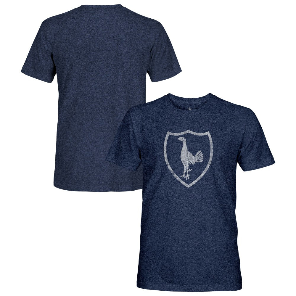 Tottenham Hotspur 1863FC Retro Monochrome Badge Vintage Tri-Blend T-Shirt Navy
