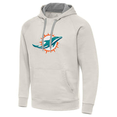 Miami Dolphins Antigua Victory Raglan Pullover Hoodie Cream