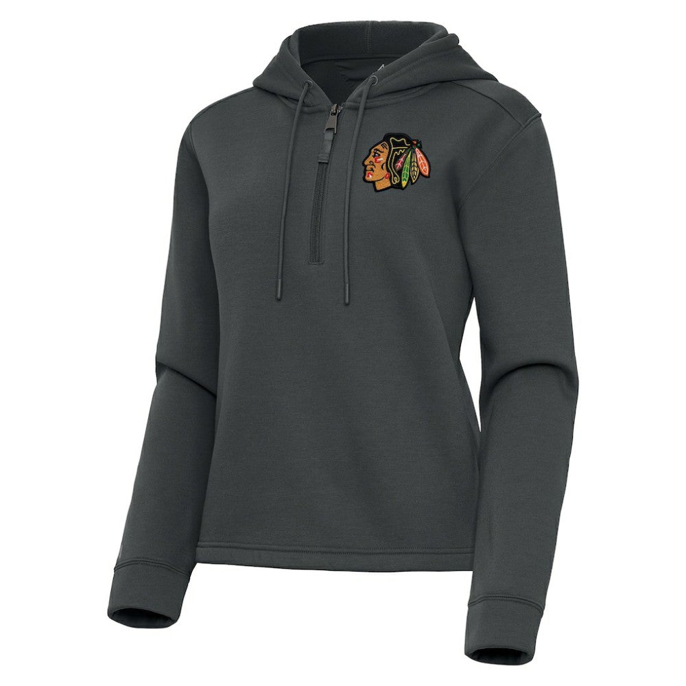 Chicago Blackhawks Antigua Women's Contemporary Quarter-Zip Hoodie - Pewter - NHL 202370510