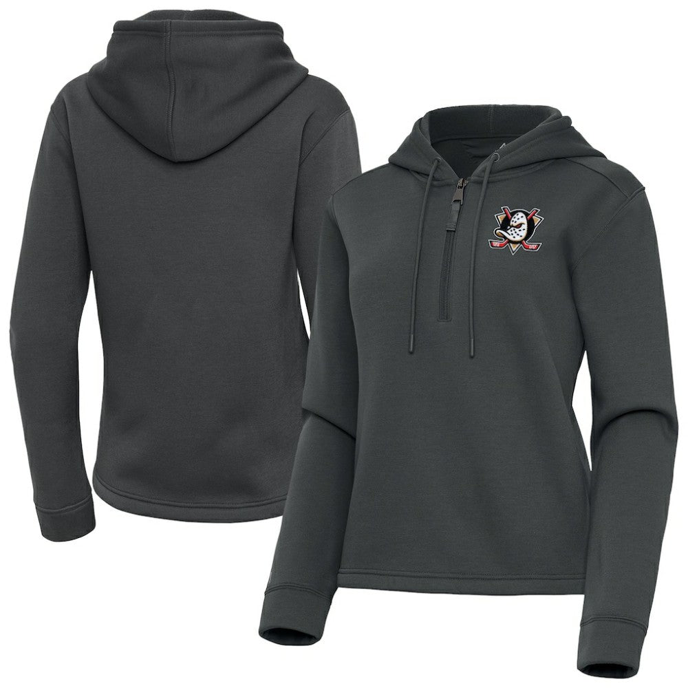 Anaheim Ducks Antigua Women's Contemporary Quarter-Zip Hoodie - Pewter - NHL 202370532