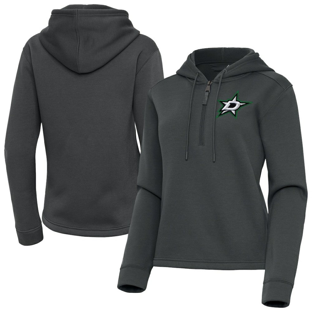 Dallas Stars Antigua Women's Contemporary Quarter-Zip Hoodie - Pewter - NHL 202370533