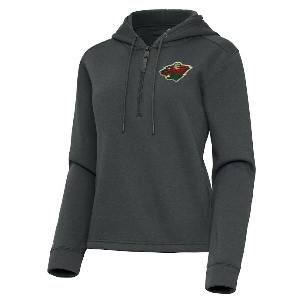 Minnesota Wild Antigua Women's Contemporary Quarter-Zip Hoodie - Pewter - NHL 202370552