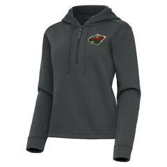 Minnesota Wild Antigua Women's Contemporary Quarter-Zip Hoodie - Pewter - NHL 202370552