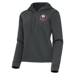 New York Islanders Antigua Women's Contemporary Quarter-Zip Hoodie - Pewter - NHL 202370569