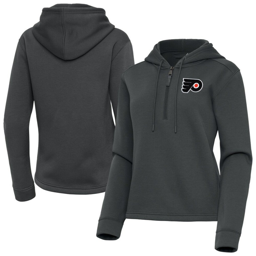 Philadelphia Flyers Antigua Women's Contemporary Quarter-Zip Hoodie - Pewter - NHL 202370589