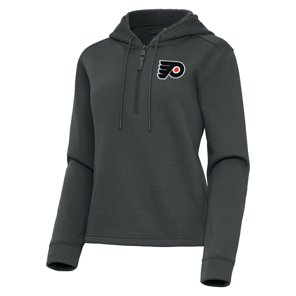 Philadelphia Flyers Antigua Women's Contemporary Quarter-Zip Hoodie - Pewter - NHL 202370589