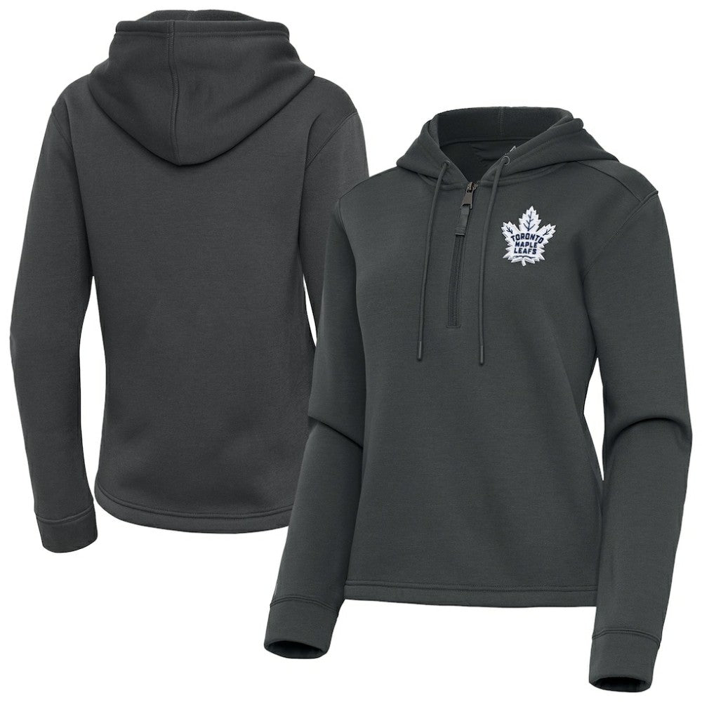 Toronto Maple Leafs Antigua Women's Contemporary Quarter-Zip Hoodie - Pewter - NHL 202370590