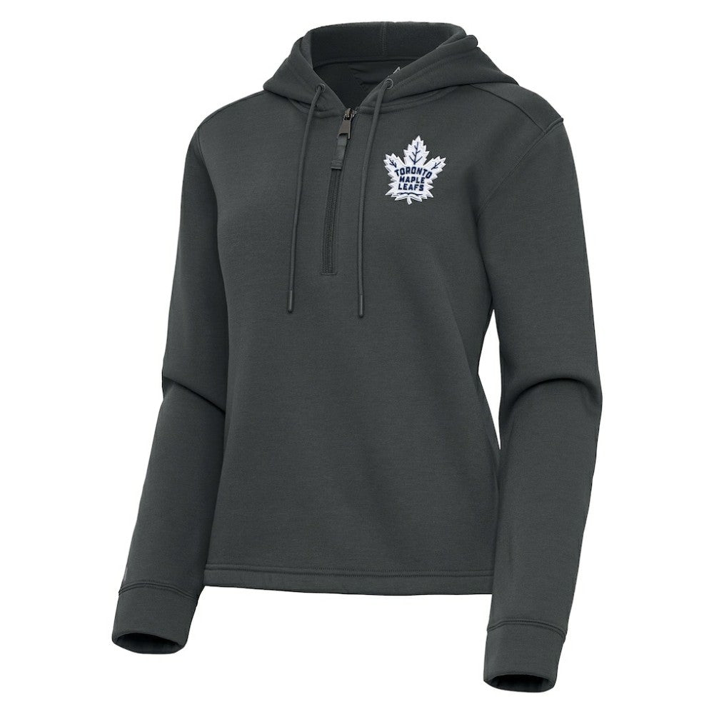 Toronto Maple Leafs Antigua Women's Contemporary Quarter-Zip Hoodie - Pewter - NHL 202370590