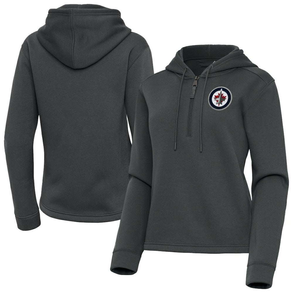 Winnipeg Jets Antigua Women's Contemporary Quarter-Zip Hoodie - Pewter - NHL 202370602