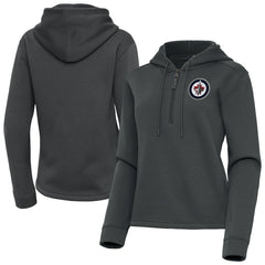 Winnipeg Jets Antigua Women's Contemporary Quarter-Zip Hoodie - Pewter - NHL 202370602