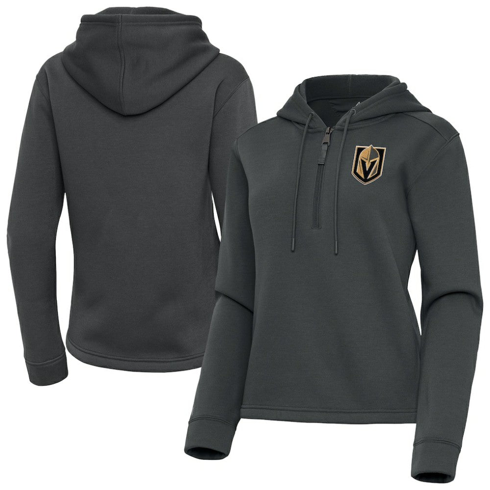 Vegas Golden Knights Antigua Women's Contemporary Quarter-Zip Hoodie - Gray - NHL 202370605
