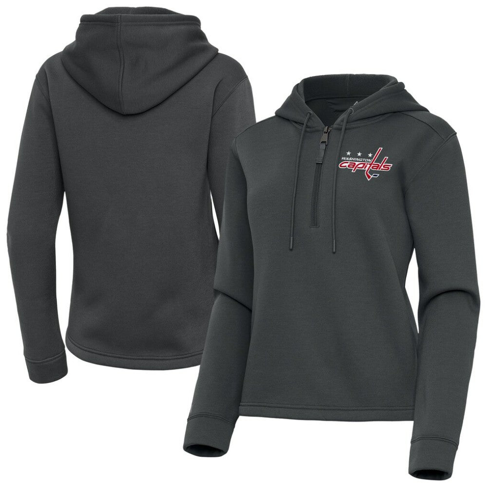Washington Capitals Antigua Women's Contemporary Quarter-Zip Hoodie - Pewter - NHL 202370612