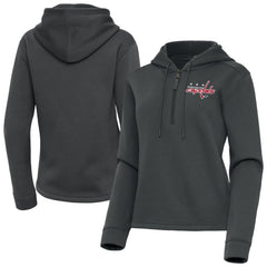 Washington Capitals Antigua Women's Contemporary Quarter-Zip Hoodie - Pewter - NHL 202370612