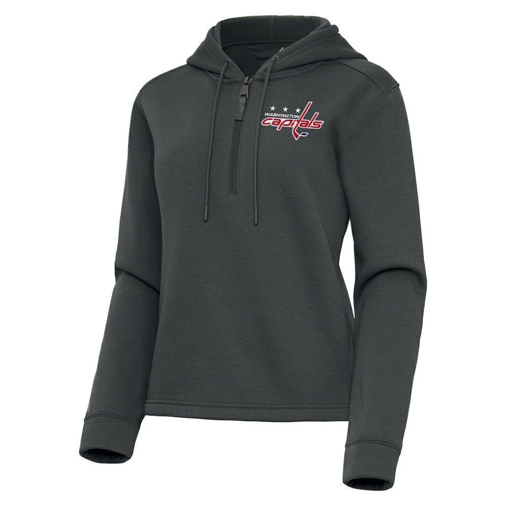 Washington Capitals Antigua Women's Contemporary Quarter-Zip Hoodie - Pewter - NHL 202370612