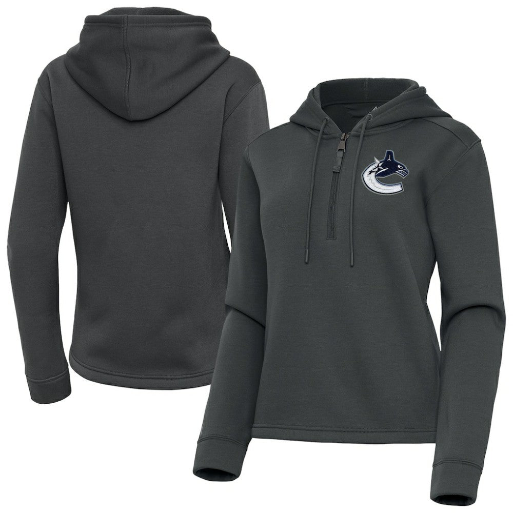 Vancouver Canucks Antigua Women's Contemporary Quarter-Zip Hoodie - Pewter - NHL 202370615