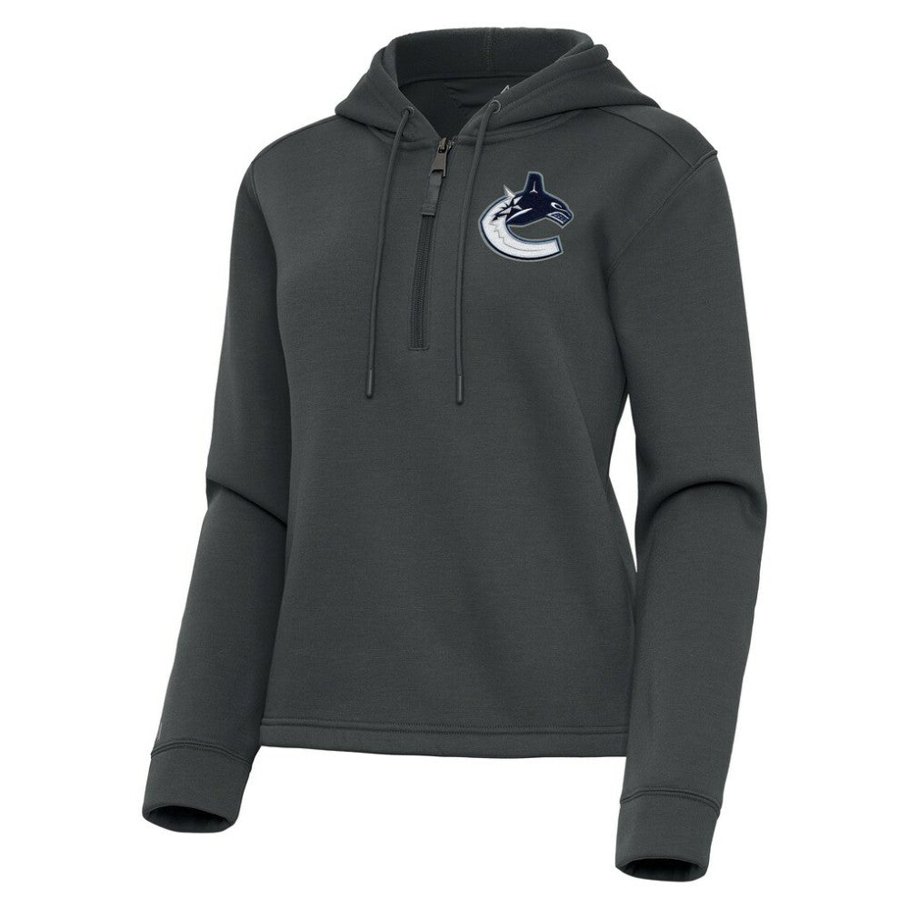 Vancouver Canucks Antigua Women's Contemporary Quarter-Zip Hoodie - Pewter - NHL 202370615