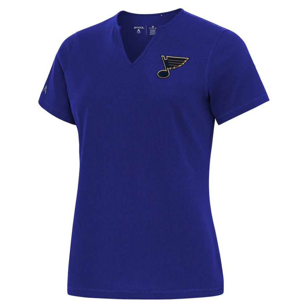 St. Louis Blues Antigua Traveler Rib V-Neck T-Shirt - Blue - NHL 202370837