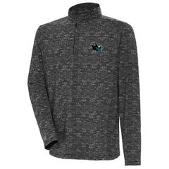 Men's San Jose Sharks Antigua Determined Quarter-Zip Sweatshirt - Heather Black - NHL 202370863