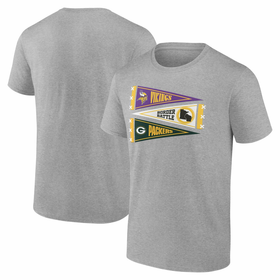 Fanatics Minnesota Vikings vs. Green Bay Packers Border Battle Pennant T-Shirt Heather Gray