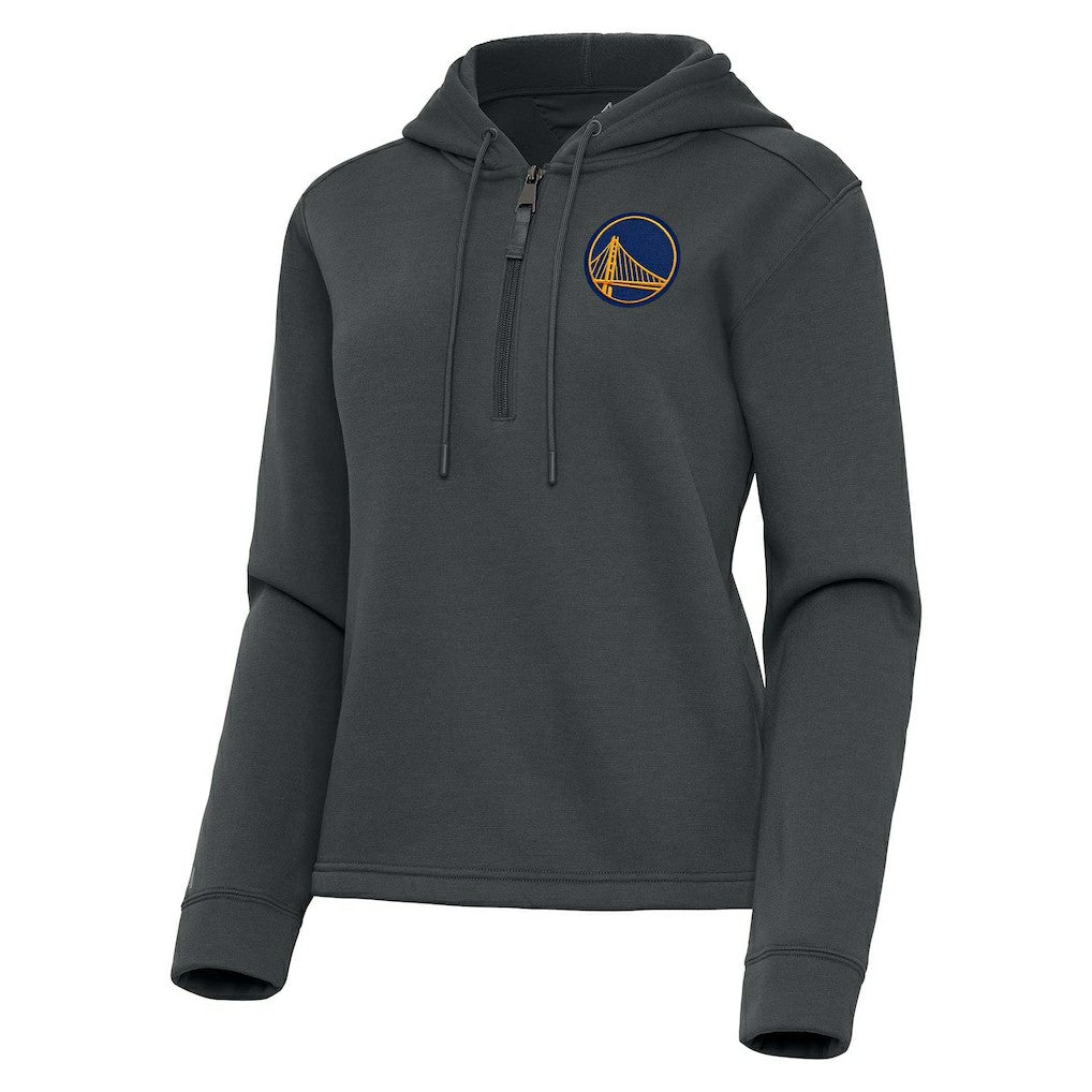Golden State Warriors Antigua Women's Contemporary Quarter-Zip Hoodie Pewter