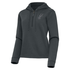 San Antonio Spurs Antigua Women's Contemporary Quarter-Zip Hoodie Pewter