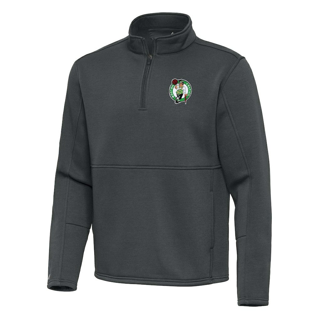 Boston Celtics Antigua Twist Quarter-Zip Pullover Top - Pewter