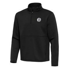 Brooklyn Nets Antigua Twist Quarter-Zip Pullover Top - Black