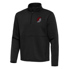 Portland Trail Blazers Antigua Twist Quarter-Zip Pullover Top - Black