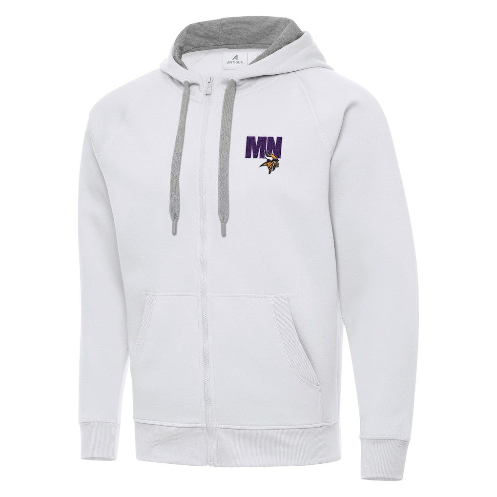 Men's Minnesota Vikings Antigua Victory Full-Zip Hoodie White