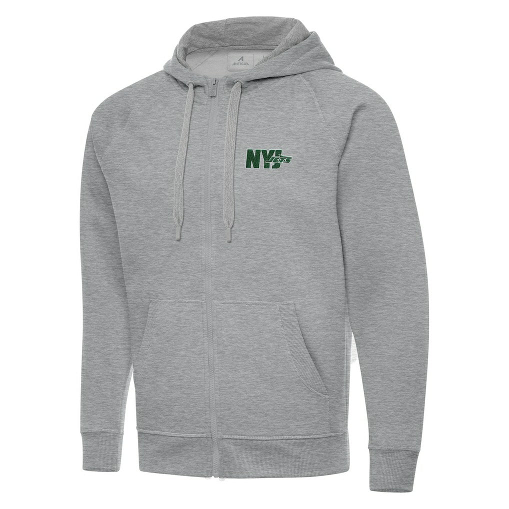 Men's New York Jets Antigua Victory Full-Zip Hoodie Heather Gray