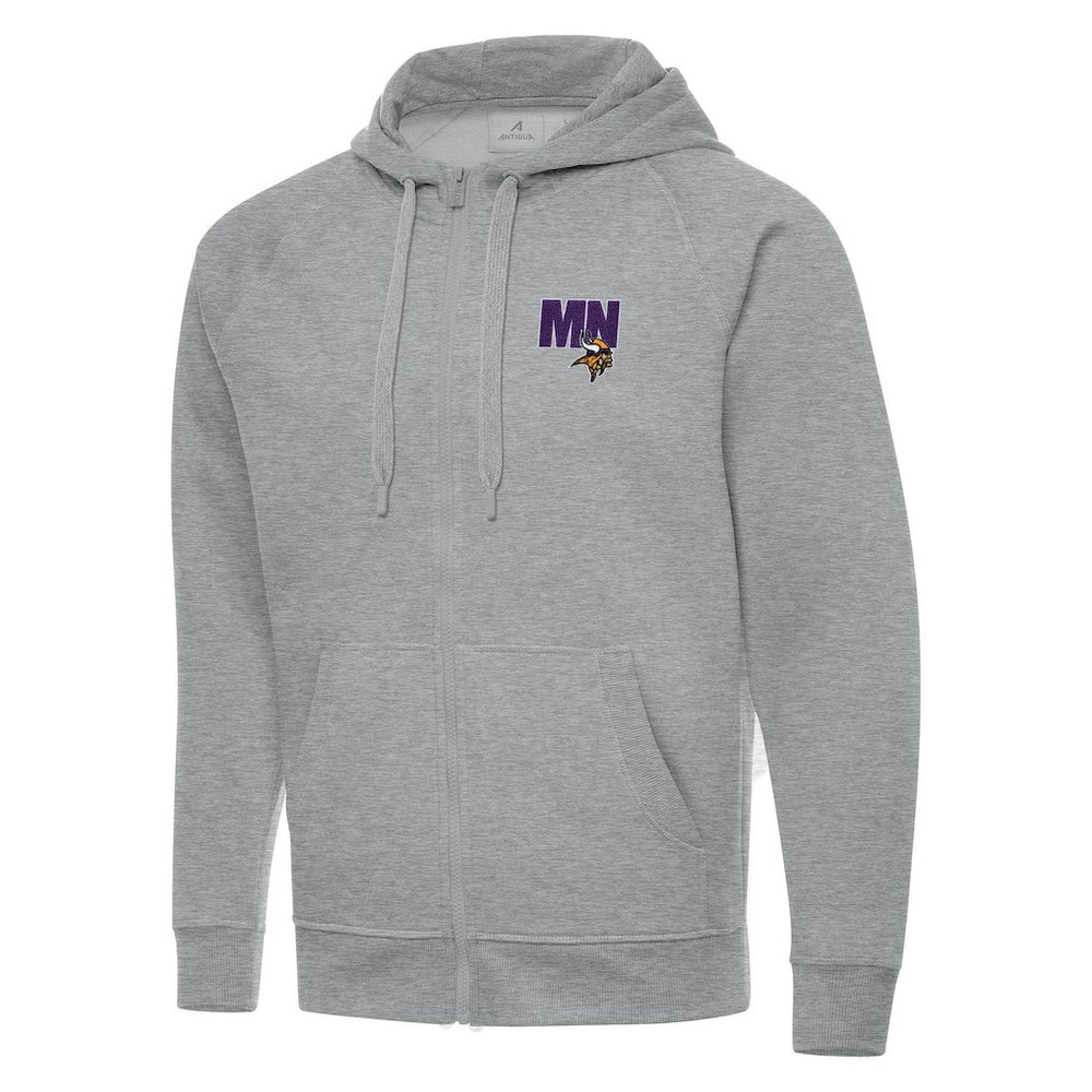 Men's Minnesota Vikings Antigua Victory Full-Zip Hoodie Heather Gray