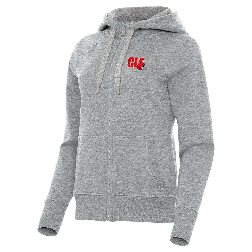Cleveland Browns Antigua Women's Victory Full-Zip Hoodie Heather Gray