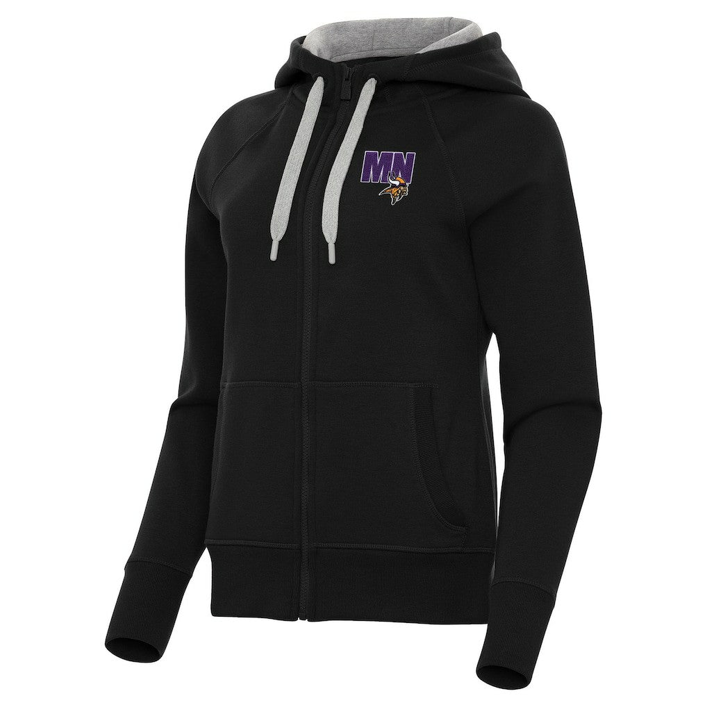 Minnesota Vikings Antigua Women's Victory Full-Zip Hoodie Black