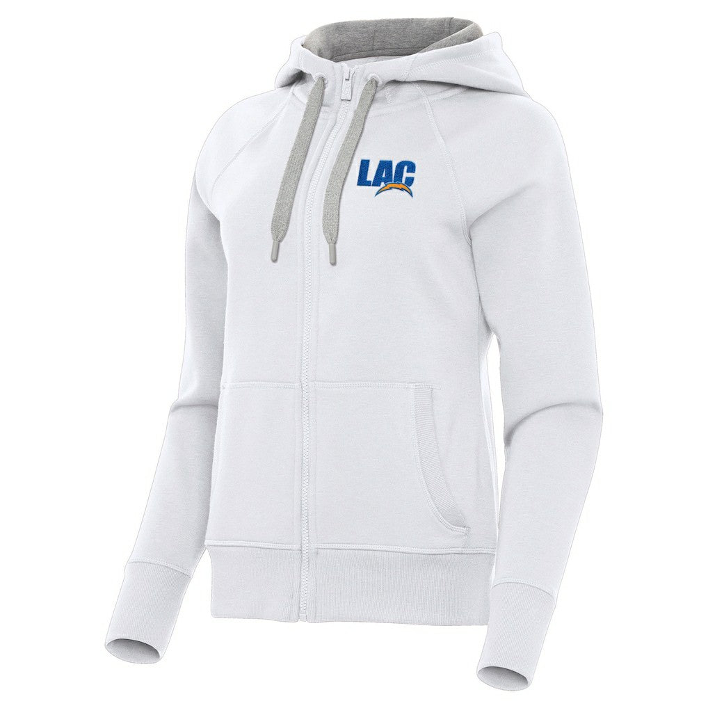 Los Angeles Chargers Antigua Women's Victory Full-Zip Hoodie White
