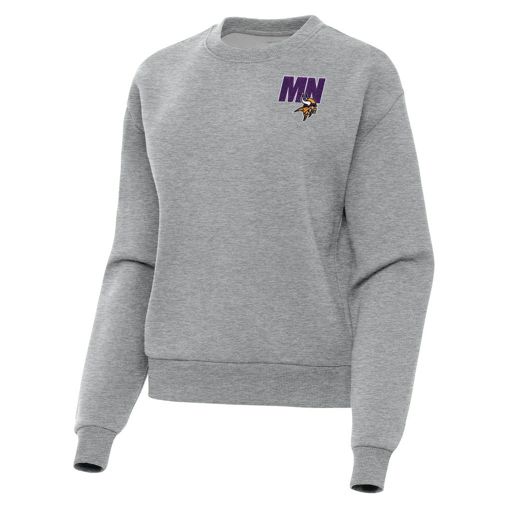 Minnesota Vikings Antigua Women's Victory Pullover Sweatshirt Heather Gray