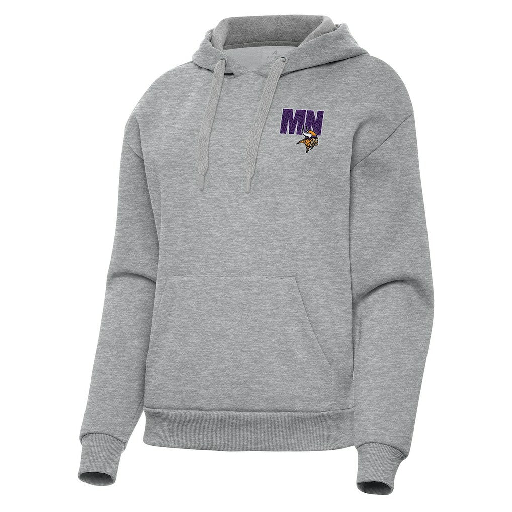 Minnesota Vikings Antigua Women's Victory Pullover Hoodie Heather Gray