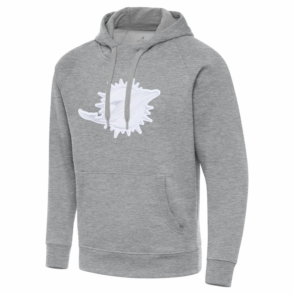 Miami Dolphins Antigua Victory Pullover Hoodie Heather Gray