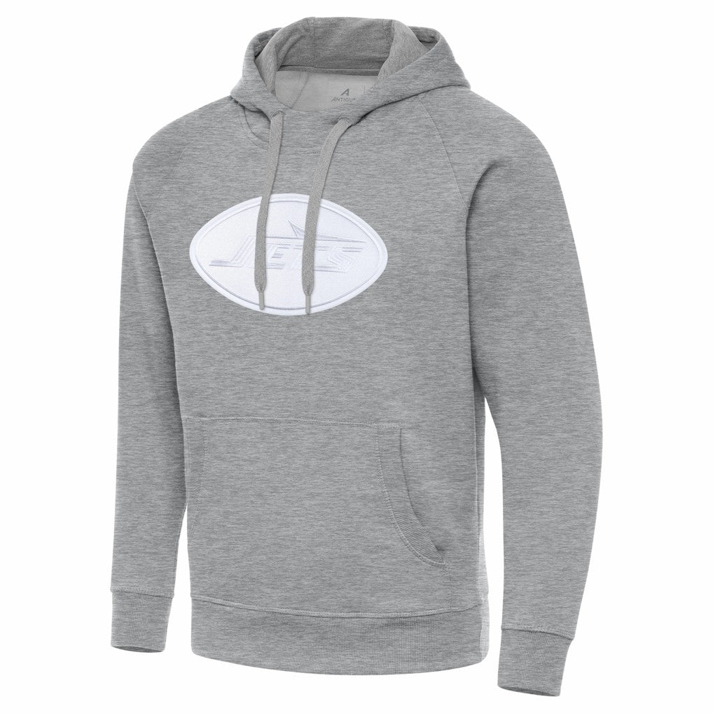 New York Jets Antigua Victory Pullover Hoodie Heather Gray