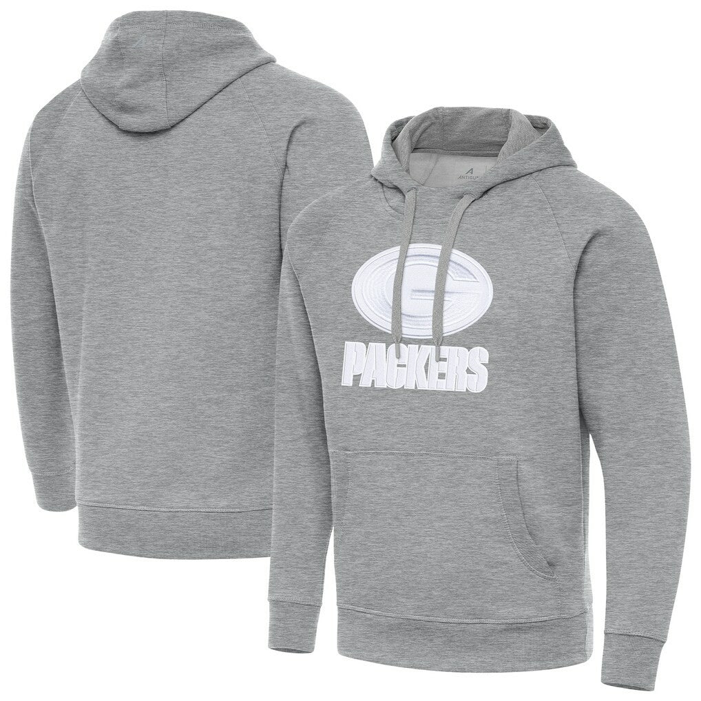 Green Bay Packers Antigua Victory Pullover Hoodie Heather Gray