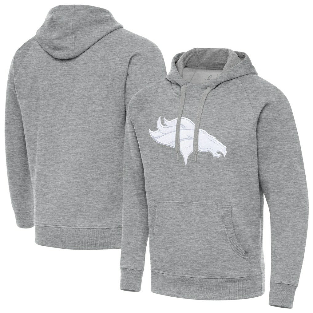 Denver Broncos Antigua Victory Pullover Hoodie Heather Gray