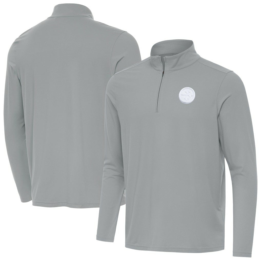 Pittsburgh Steelers Men's Antigua Intent Quarter-Zip Jacket Gray