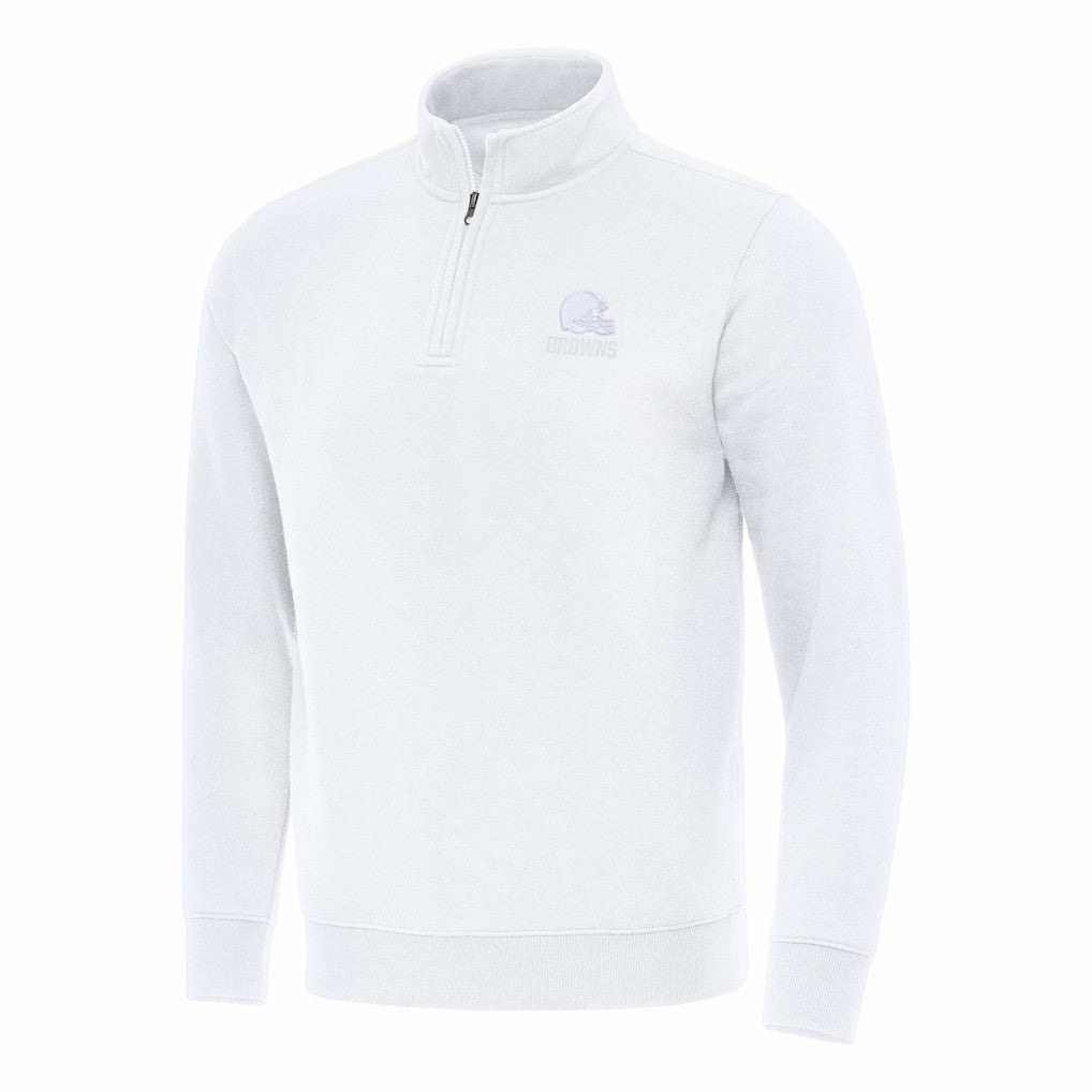 Cleveland Browns Antigua Victory Quarter-Zip Top White