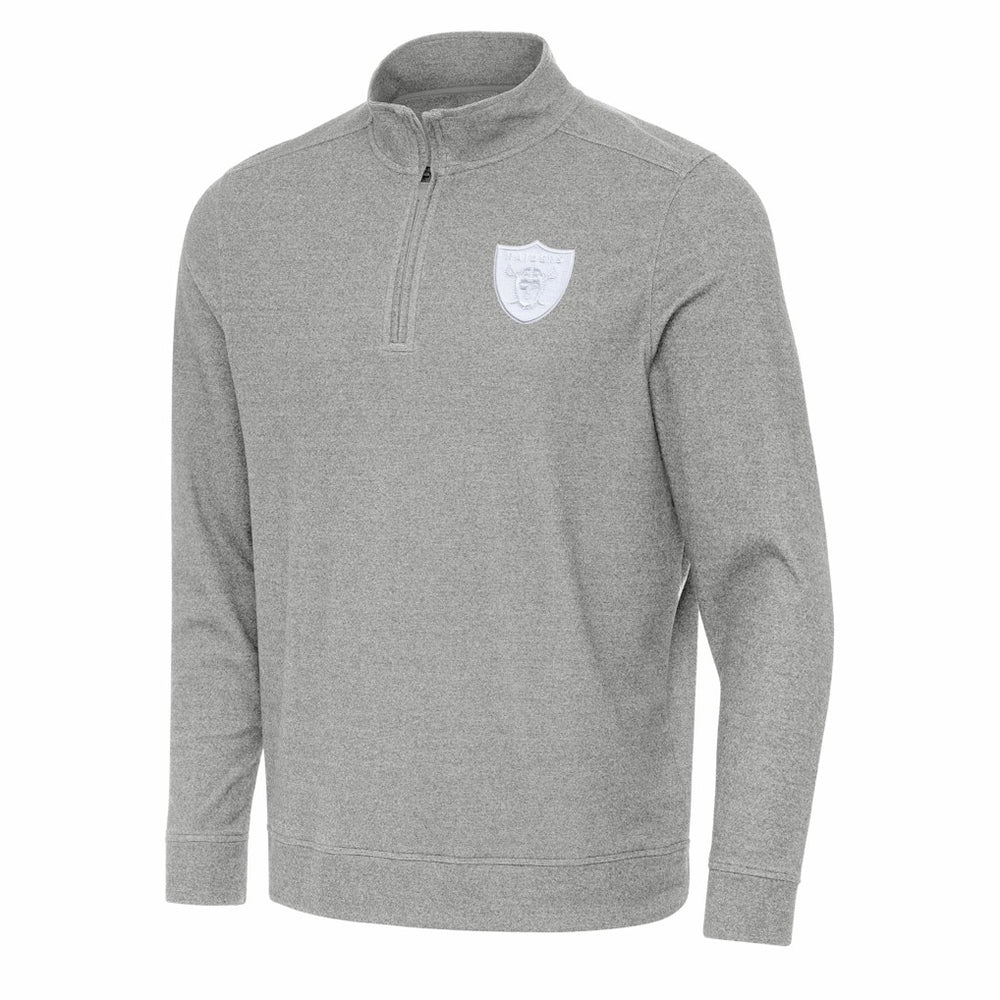 Las Vegas Raiders Antigua Subtle Quarter-Zip Top Heather Gray