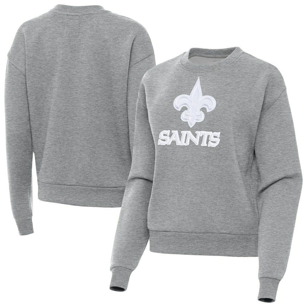 New Orleans Saints Antigua Women's Victory Pullover Sweatshirt Heather Gray